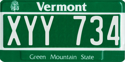 VT license plate XYY734