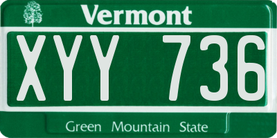 VT license plate XYY736