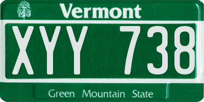 VT license plate XYY738
