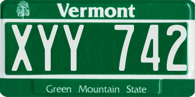 VT license plate XYY742