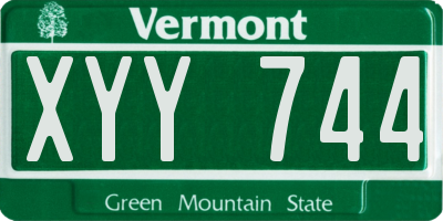 VT license plate XYY744