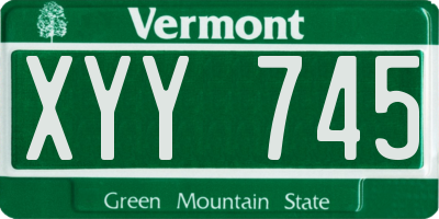 VT license plate XYY745