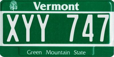 VT license plate XYY747