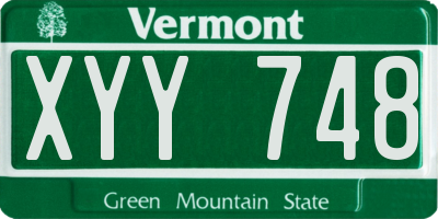 VT license plate XYY748