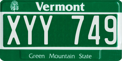 VT license plate XYY749