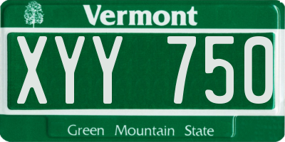 VT license plate XYY750