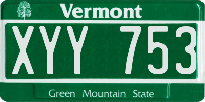VT license plate XYY753