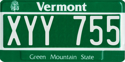 VT license plate XYY755