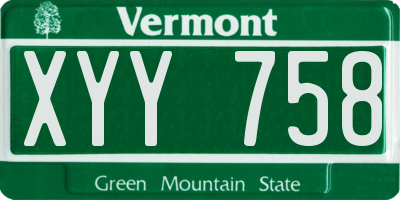VT license plate XYY758