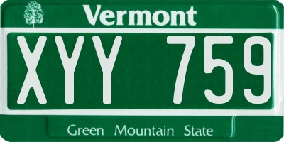 VT license plate XYY759