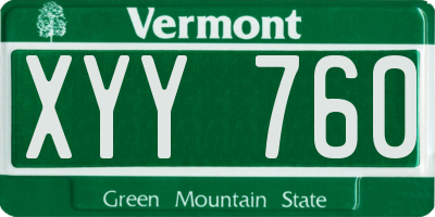 VT license plate XYY760