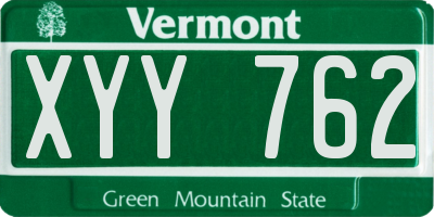 VT license plate XYY762