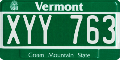 VT license plate XYY763