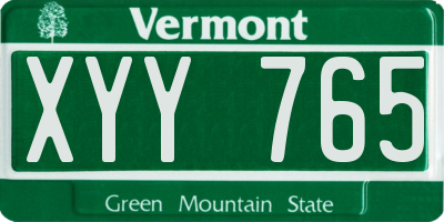 VT license plate XYY765