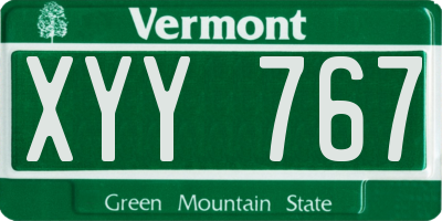 VT license plate XYY767