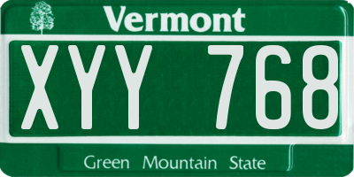 VT license plate XYY768