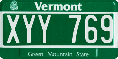 VT license plate XYY769