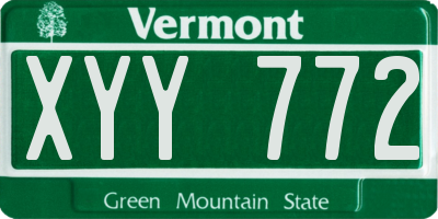 VT license plate XYY772