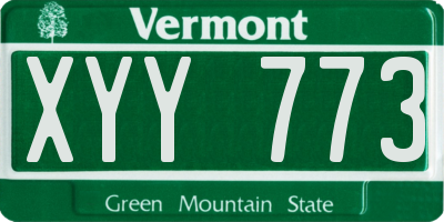 VT license plate XYY773