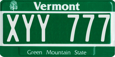 VT license plate XYY777