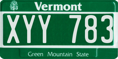 VT license plate XYY783