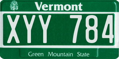 VT license plate XYY784