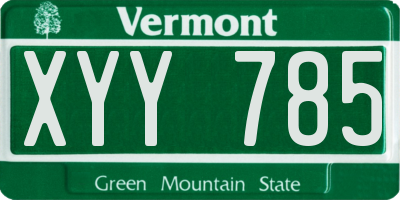 VT license plate XYY785