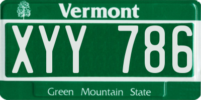 VT license plate XYY786