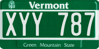 VT license plate XYY787