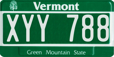 VT license plate XYY788