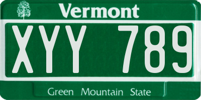 VT license plate XYY789