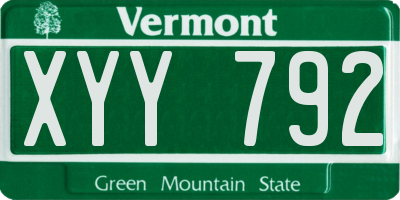 VT license plate XYY792