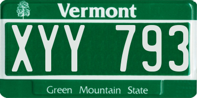 VT license plate XYY793