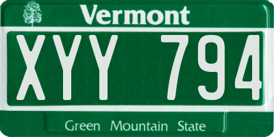 VT license plate XYY794