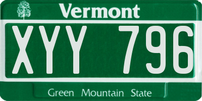 VT license plate XYY796
