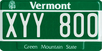VT license plate XYY800