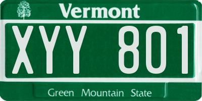 VT license plate XYY801