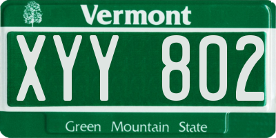 VT license plate XYY802