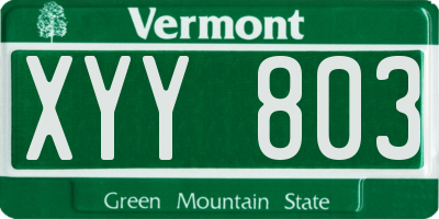 VT license plate XYY803
