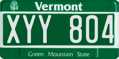 VT license plate XYY804