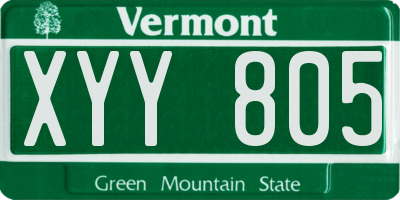VT license plate XYY805
