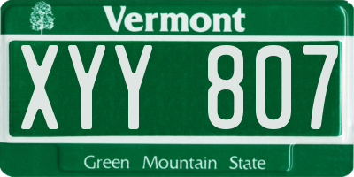 VT license plate XYY807