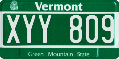 VT license plate XYY809