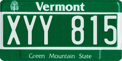 VT license plate XYY815