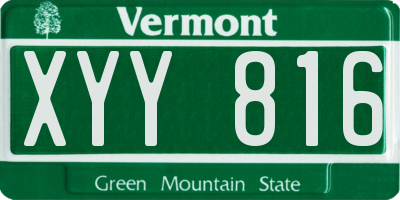VT license plate XYY816