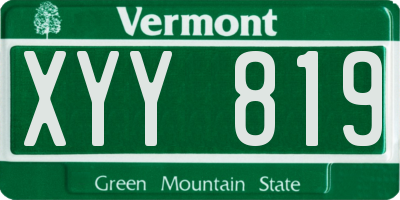 VT license plate XYY819