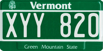 VT license plate XYY820