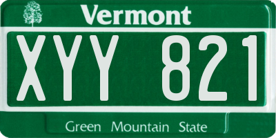 VT license plate XYY821