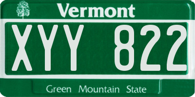 VT license plate XYY822