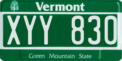 VT license plate XYY830